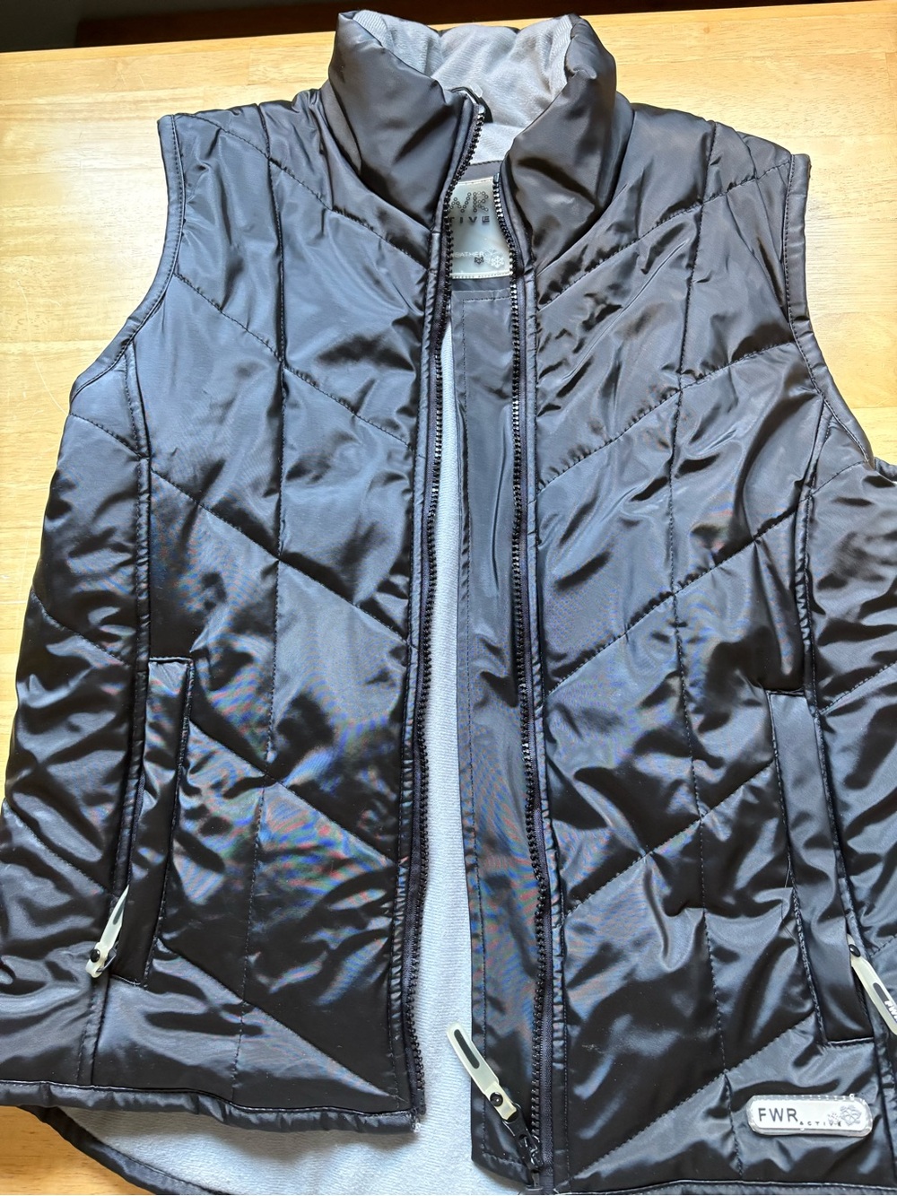 Quilted Black Women's Vest with Stand Collar